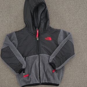 The North Face Gray and Black Fleece Hooded Jacket
